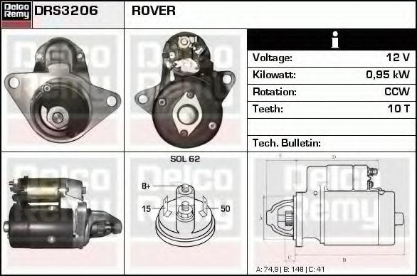 DELCO REMY DRS3206