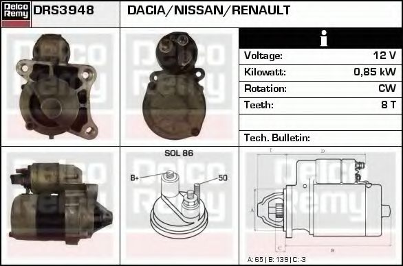 DELCO REMY DRS3948