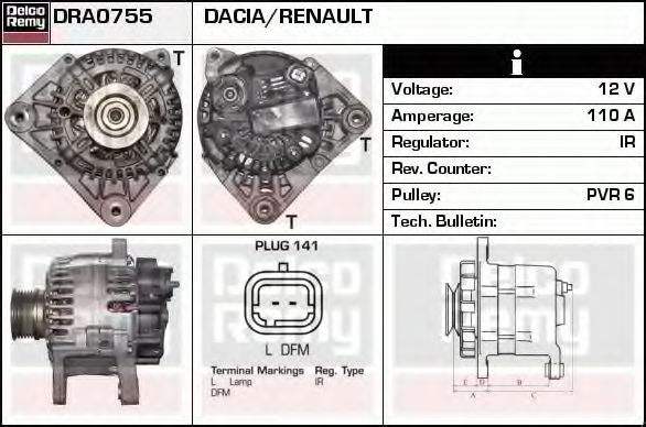 DELCO REMY DRA0755