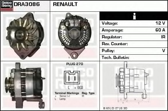 DELCO REMY DRA3086