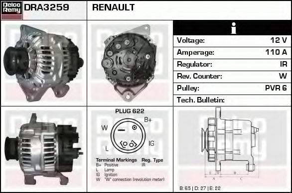 DELCO REMY DRA3259