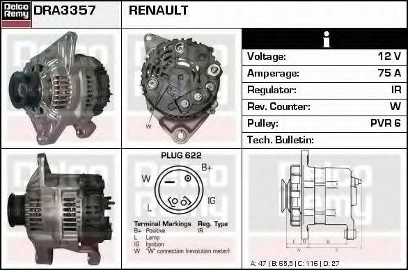 DELCO REMY DRA3357