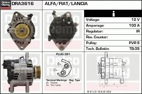 DELCO REMY DRA3616