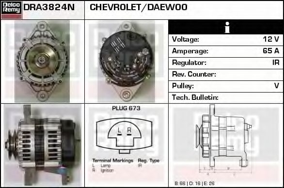 DELCO REMY DRA3824N