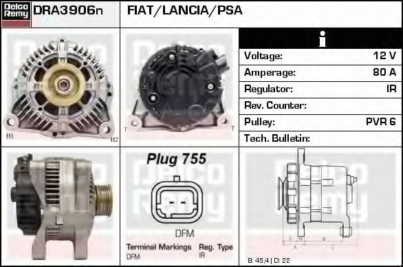 DELCO REMY DRA3906N