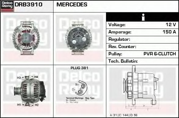 DELCO REMY DRB3910