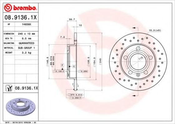 BREMBO 08.9136.1X