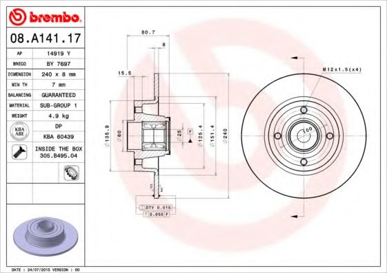 BREMBO 08.A141.17