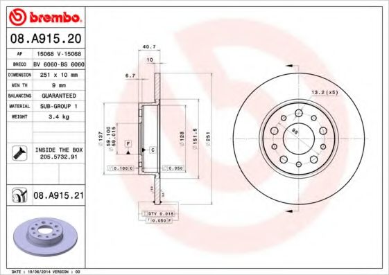 BREMBO 08.A915.21