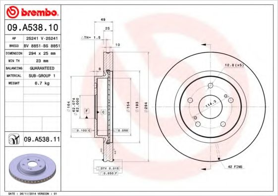 BREMBO 09.A538.10