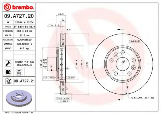 BREMBO 09.A727.20